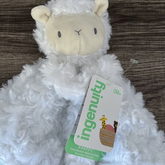 Ingenuity Sheppy Lamb 12" Plush Security Blanket White Green Lovey New NWT - Picture 2 of 8